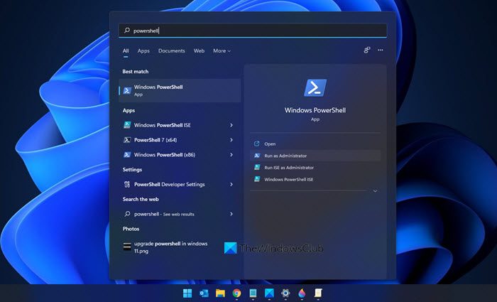 ouvrir une invite PowerShell élevée dans Windows 11