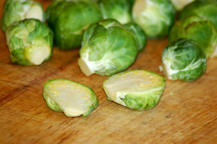 Brussels sprouts halved