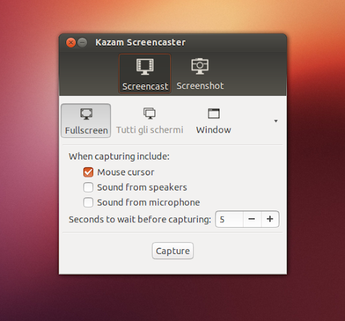 Kazam 1.3.4 su Ubuntu