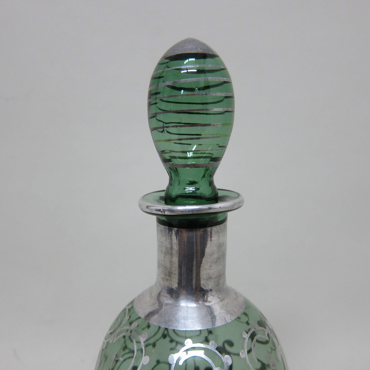 Sterling Silver Painted Glass Bottle Pair