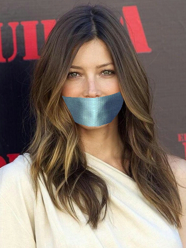 Jessica Biel Her Mouth Taped Shut Bound Gagged Bondage Tied Up Close Fetish Bdsm Jessica Biel