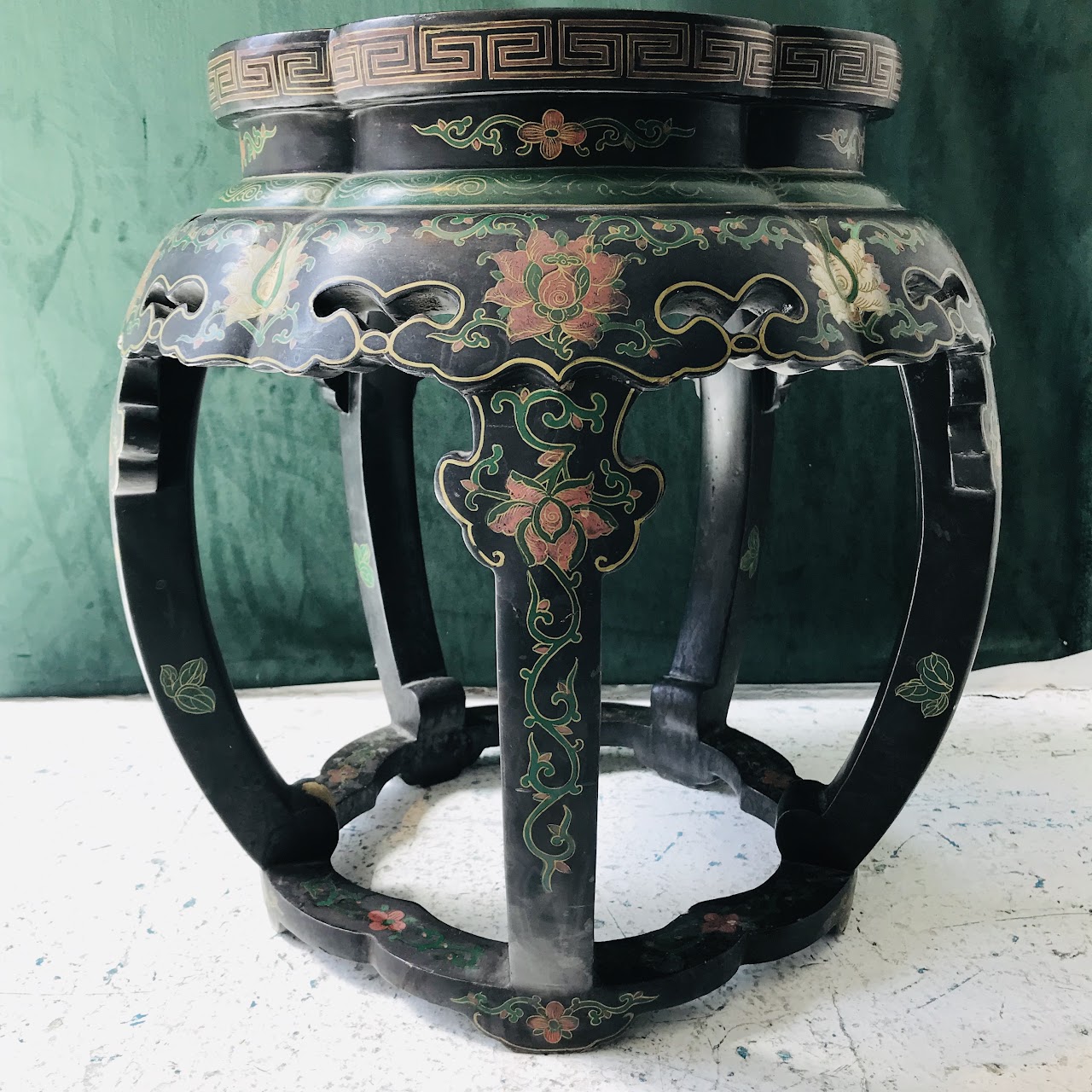 Chinoiserie Lacquered Stool #1