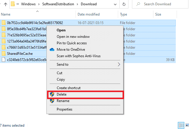 이제 C:WindowsSoftwareDistributionDownload 경로로 이동하여 다운로드 위치의 모든 파일을 삭제합니다.