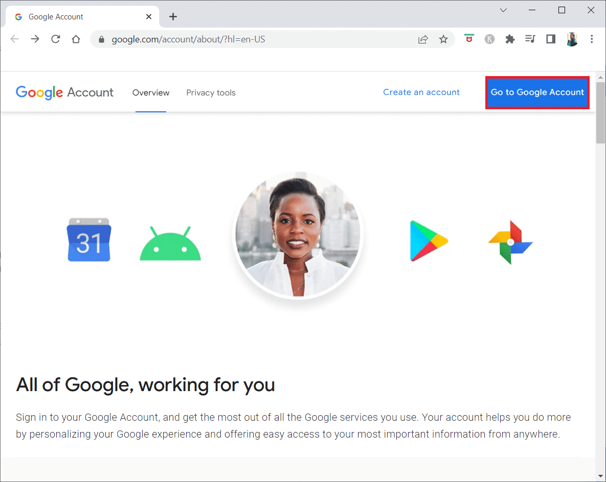 Google 계정으로 이동 버튼을 클릭합니다.  내 Google 사진을 애니메이션 GIF로 변경하는 방법