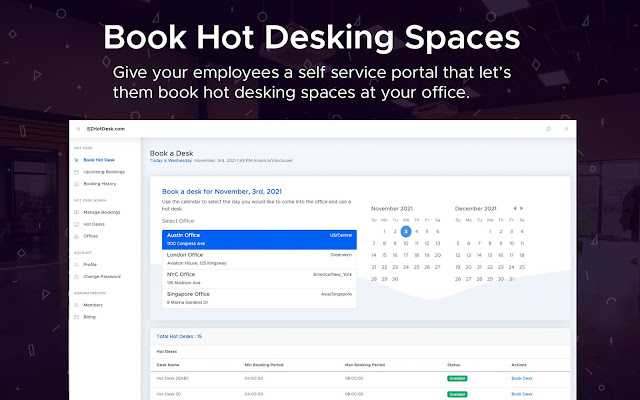 Screenshot of EZHotDesk