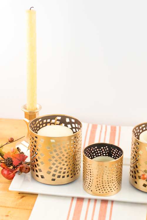 Shiny gold candlestick holders. Shiny gold candlestick holders