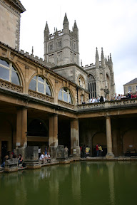 The Great Bath with Bath Abbey in the background