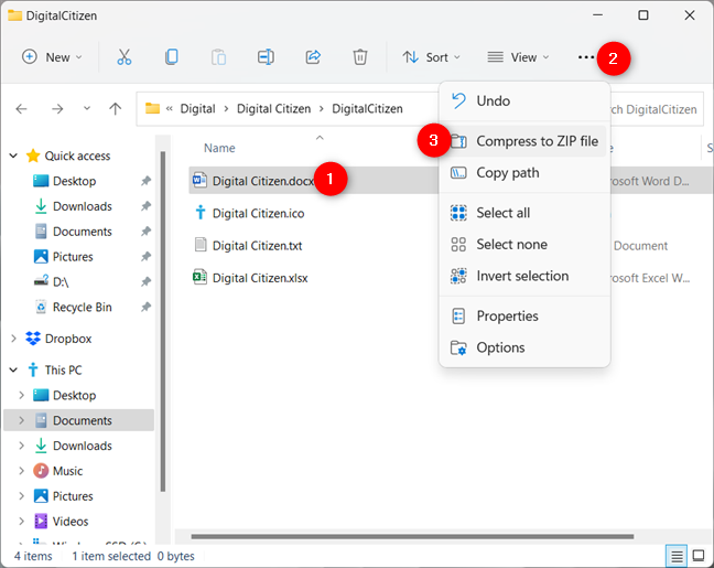 Een ZIP-bestand maken in Windows 11 met Verkenner