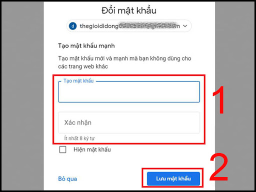 Đổi mật khẩu bằng Email dự phòng