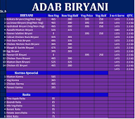 Adab Biryani menu 1