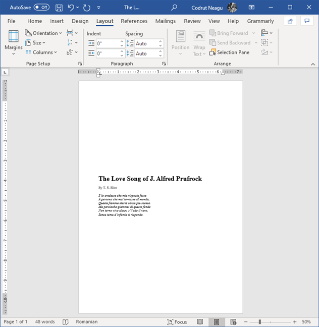 ข้อความที่อยู่กึ่งกลางแนวตั้งบนหน้าใน Microsoft Word