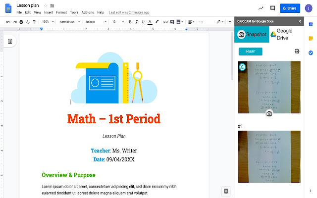 Screenshot of OKIOCAM for Google Docs