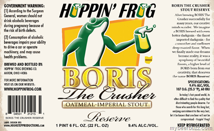 Hoppin’ Frog - Boris The Crusher Reserve - mybeerbuzz.com - Bringing ...