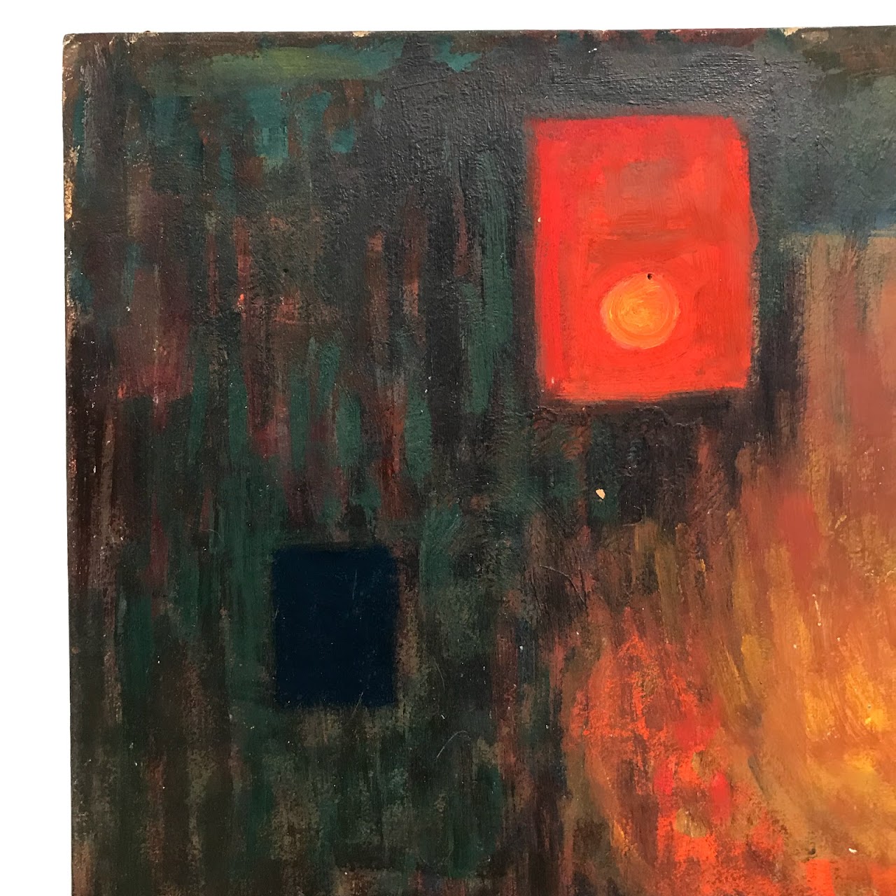 Martin Rosenthal Signed Modernist Abstract Oil, Dark Field