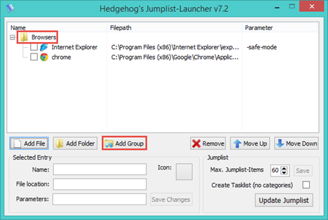 Jumplist Launcher, personalizzato, jumplist, barra delle applicazioni, Windows