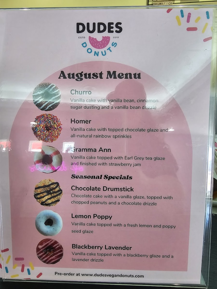 Dudes Donuts gluten-free menu