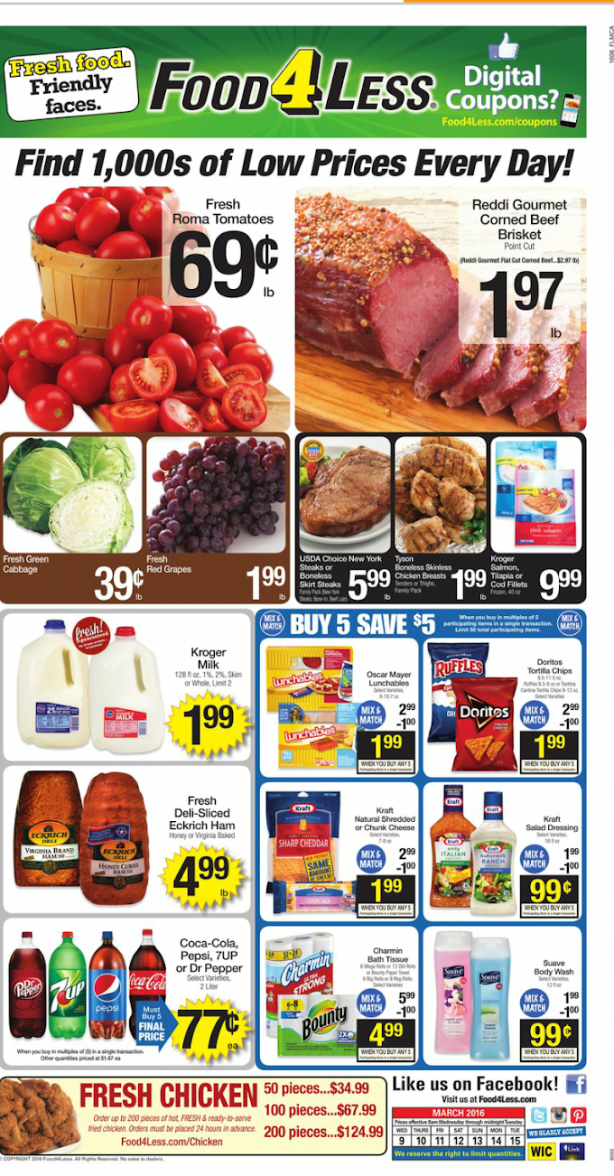 #Food4Less: New Sales Ad Ending 3/15 Buy 5 Save $5 Mix & Match!