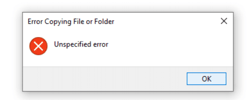 Solucionar error no especificado al copiar un archivo o carpeta en Windows 10