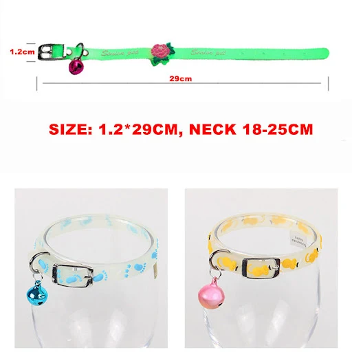 Fashion Pet Glowing Collars with Bell Glow at Night Dogs Cats Necklace Light Luminous Neck Ring Accessories for Kitten a