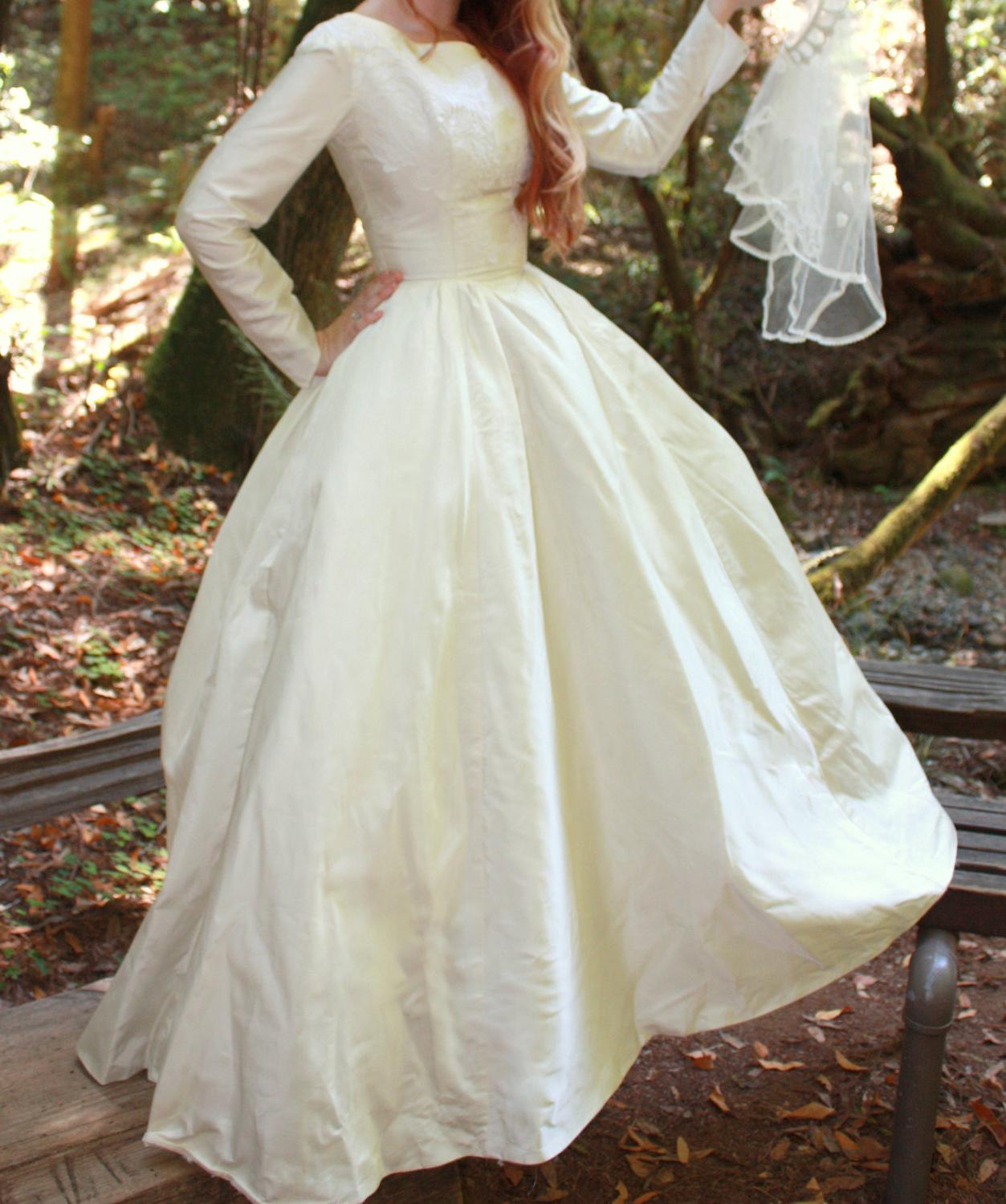 1950s Satin Wedding Gown