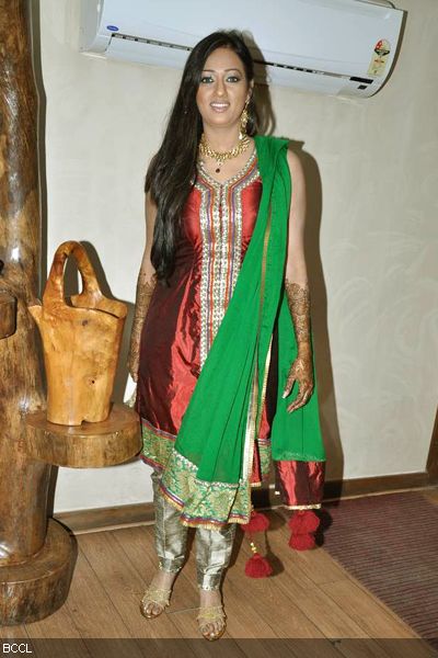 Traditionally dressed Brinda Parikh at the first anniversary bash of Cafe Mangi, held in Mumbai on January 29, 2013. (Pic: Viral Bhayani)