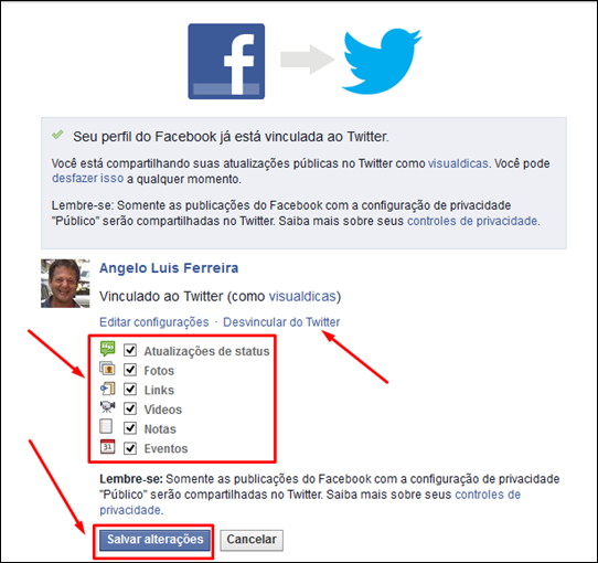 Como publicar posts do Facebook no Twitter - Visual Dicas