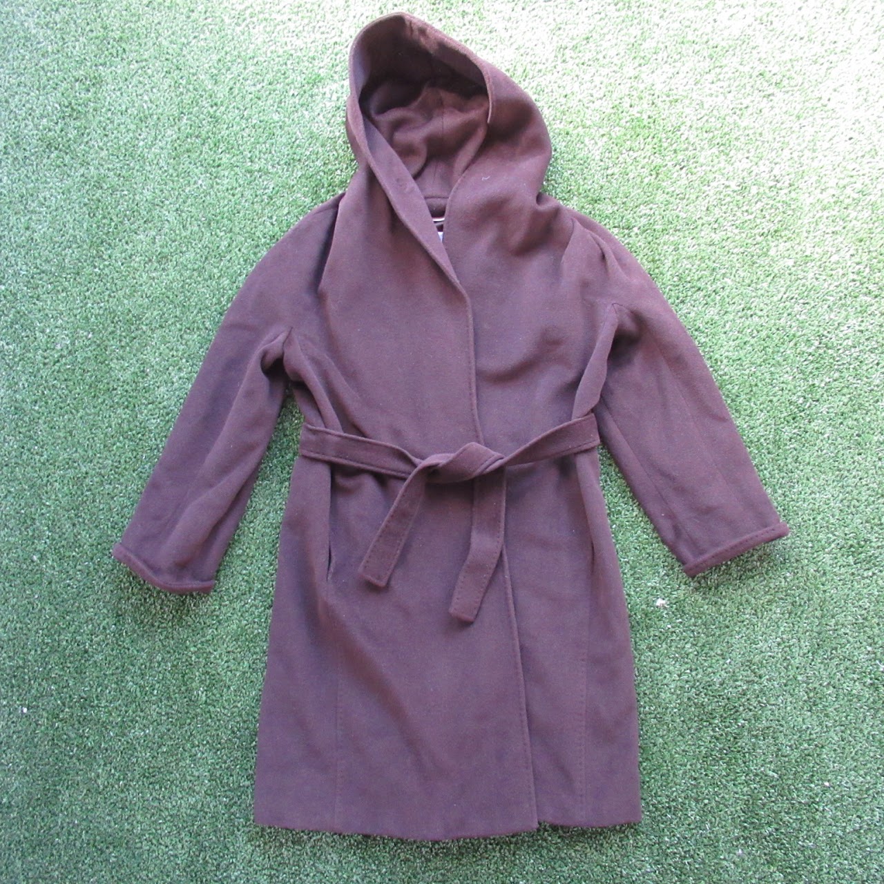 Max Mara Brown Cashmere-Blend Hooded Coat