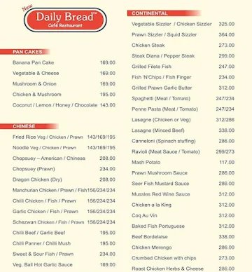 Daily Bread menu 