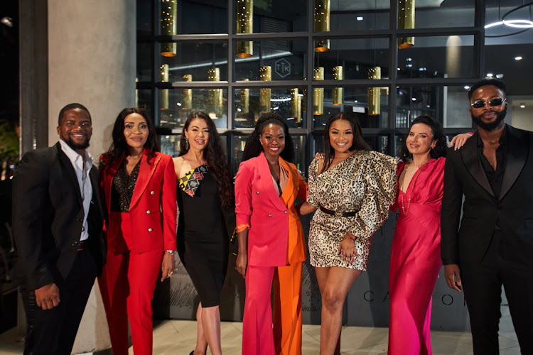 Senzo Radebe, Norma Mngoma, Lalla Hirayama, Nambitha Ben-Mazwi, Lerato Kganyago, Nina Hastie and Nap Maps at the A-Listers 2023 dinner.