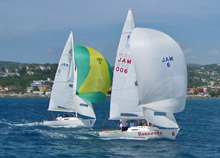 J/22 one-design sailboats- sailing Montego Bay, Jamaica