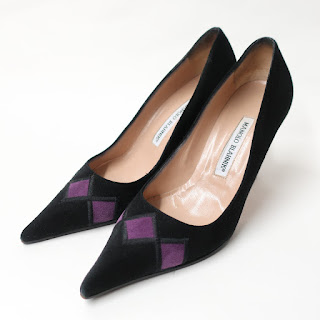 Manolo Blahnik Suede Harlequin Band Pumps