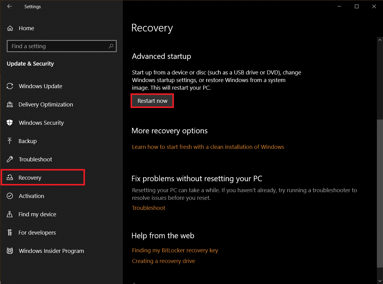 Reiniciar ahora botón.  Cómo reparar el error WDF_VIOLATION en Windows 10