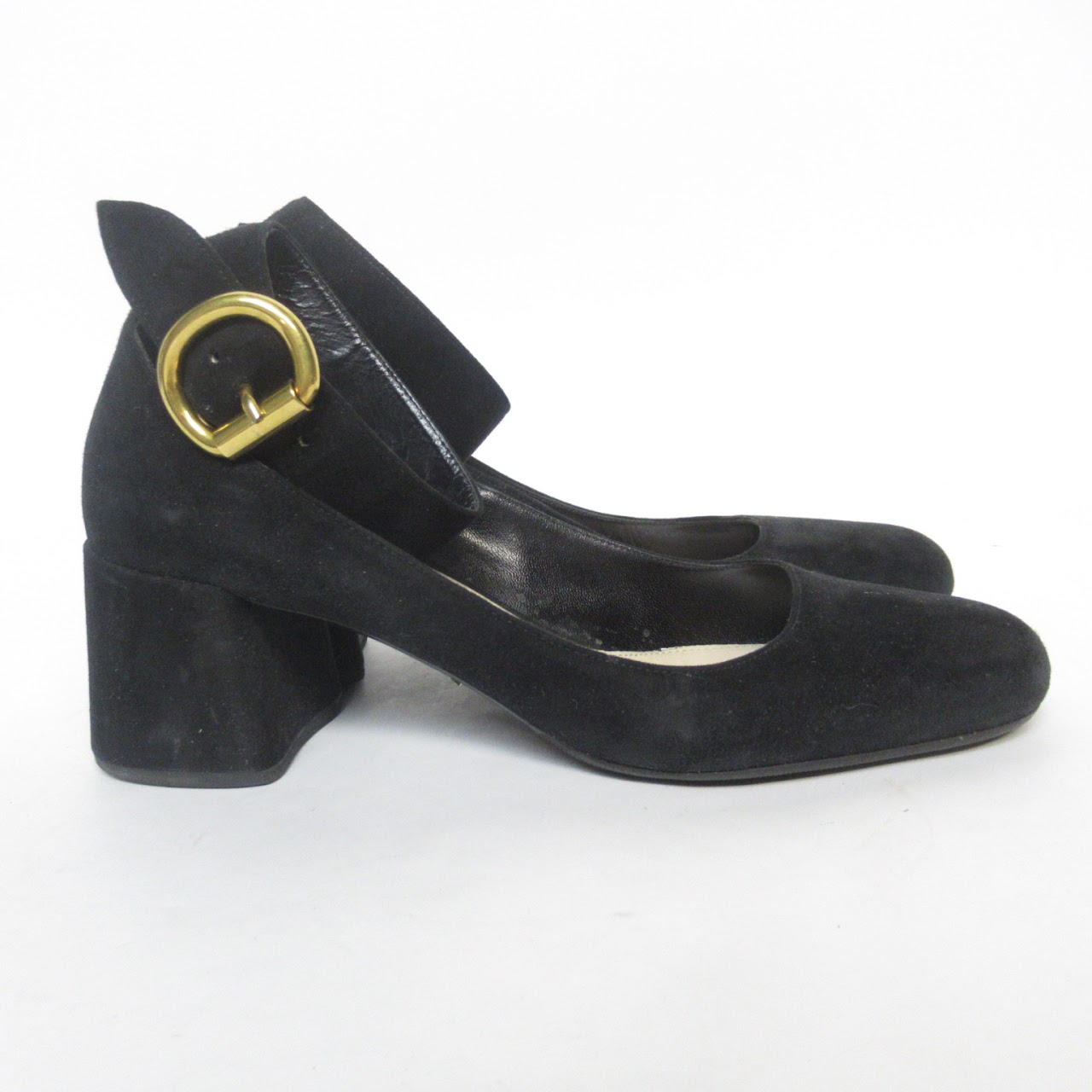 Prada Suede Ankle Strap Chunky Heels