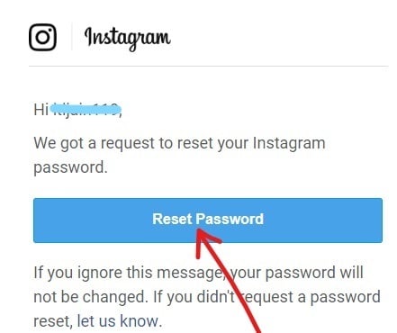 Kliknij przycisk Resetuj hasło |  Zapomniałem hasła do Instagrama