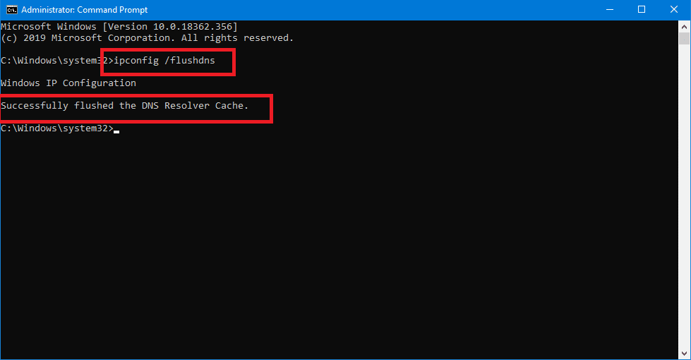 Do příkazového řádku zadejte následující příkaz a stiskněte enter.  Ipconfig /flushdns Oprava nepřehrávání videí YouTube: Chyba „Došlo k chybě, zkuste to znovu později“ ve Windows 10