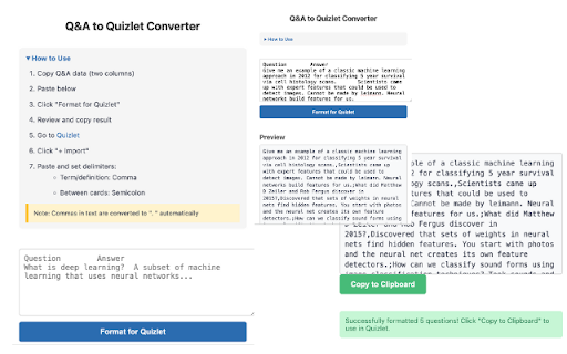 Q&A to Quizlet Converter