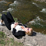 my mom resting at Webster's Falls in Ontario, Canada in Dundas, Canada 