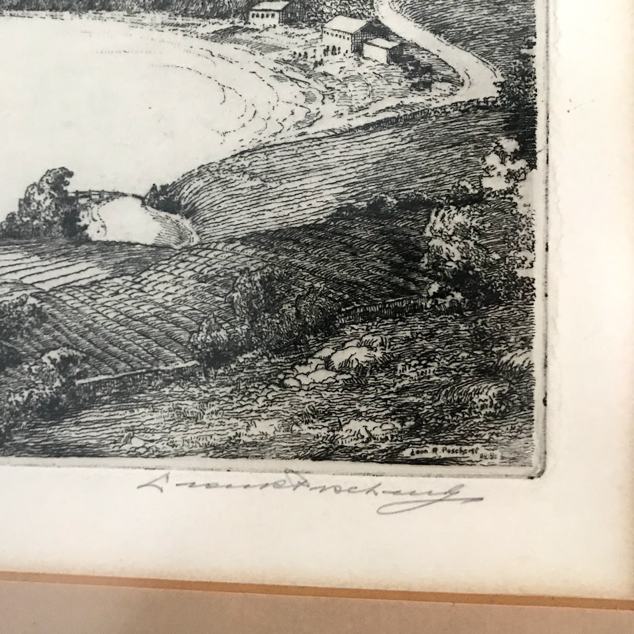 Leon Rene Pescheret Signed Etching