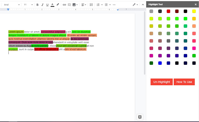 Screenshot of Highlight Tool For Google Docs