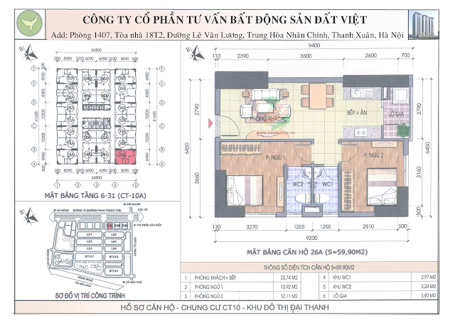 Chung cư Đại Thanh 59.9m2