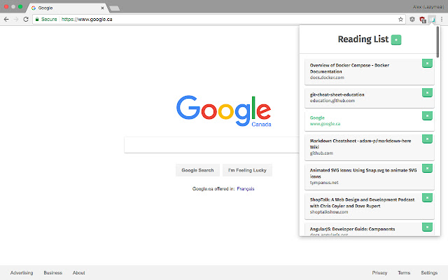 Reading List chrome extension