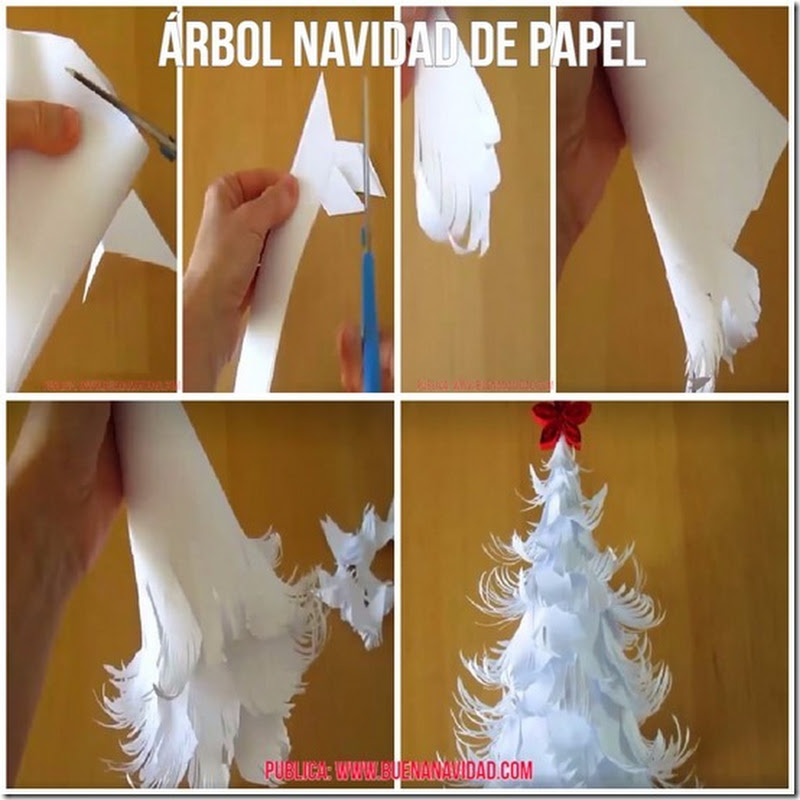 Manualidades Navidad árbol nevado de papel