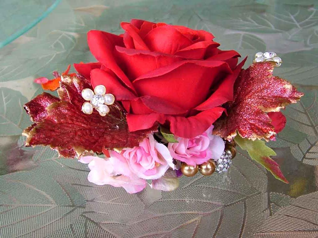 Red Silk Rose Corsage