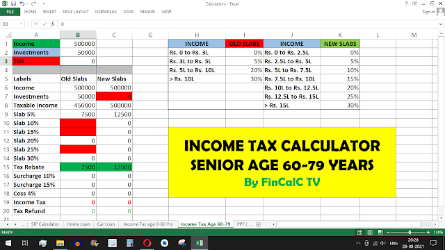 Senior Citizen Income Tax Calculator FY 2022-23 Excel