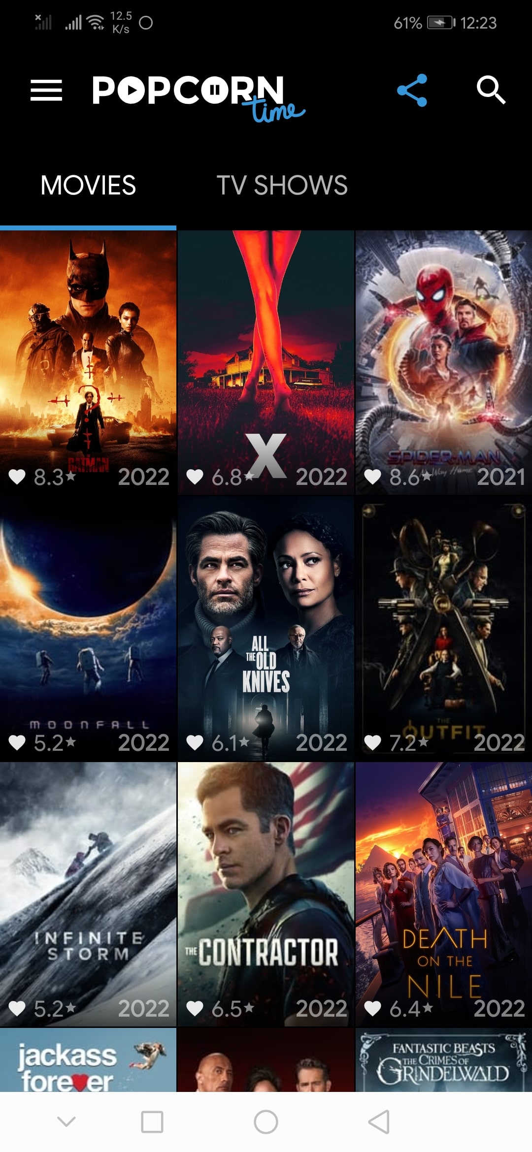 open de Popcorn Time Android-app