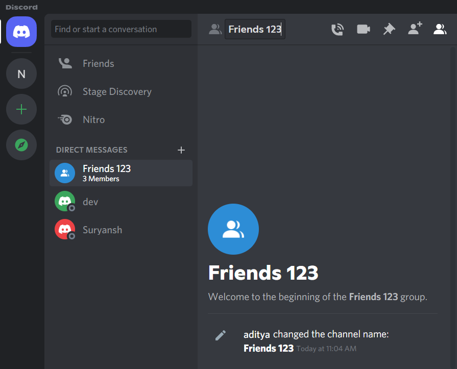 Как изменить имя группы DM в Discord