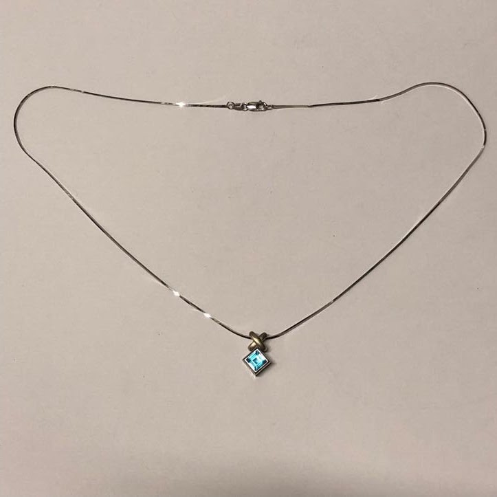 14K White Gold and Stone Pendant Necklace