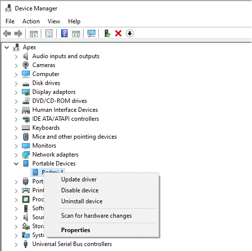 Haga clic derecho en su dispositivo y seleccione Actualizar software de controlador