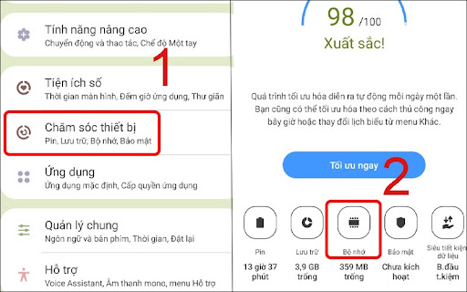 Kiểm tra bộ nhớ trên điện thoại Android