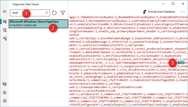 Búsqueda de información en el Visor de datos de diagnóstico